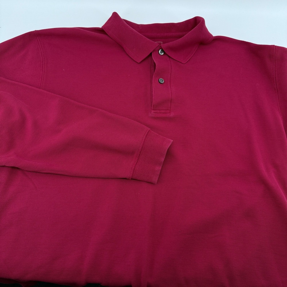 L.L.Bean Polo Shirt Mens M Regular Fit Long Sleeve Burgundy Cotton